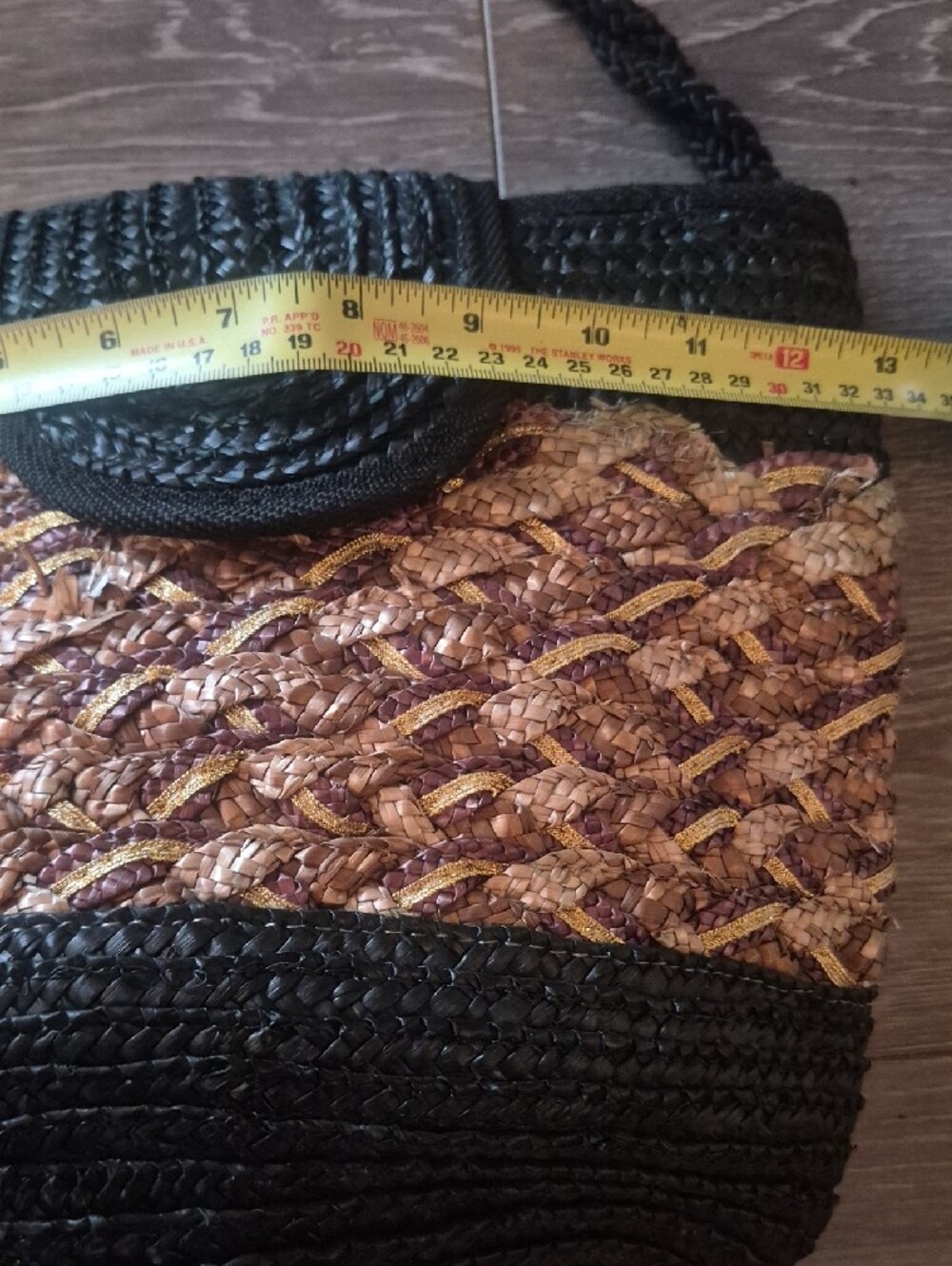 Woven Crossbody Bag in Black and Brown - Picture 3 of 6